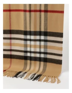 Basque Cashmink Plaid Winter Scarf With Fringe In Camel -Myer Clothing Shop 748945360 748944100 3 1 720x928