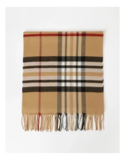 Basque Cashmink Plaid Winter Scarf With Fringe In Camel -Myer Clothing Shop 748945360 748944100 5 720x928
