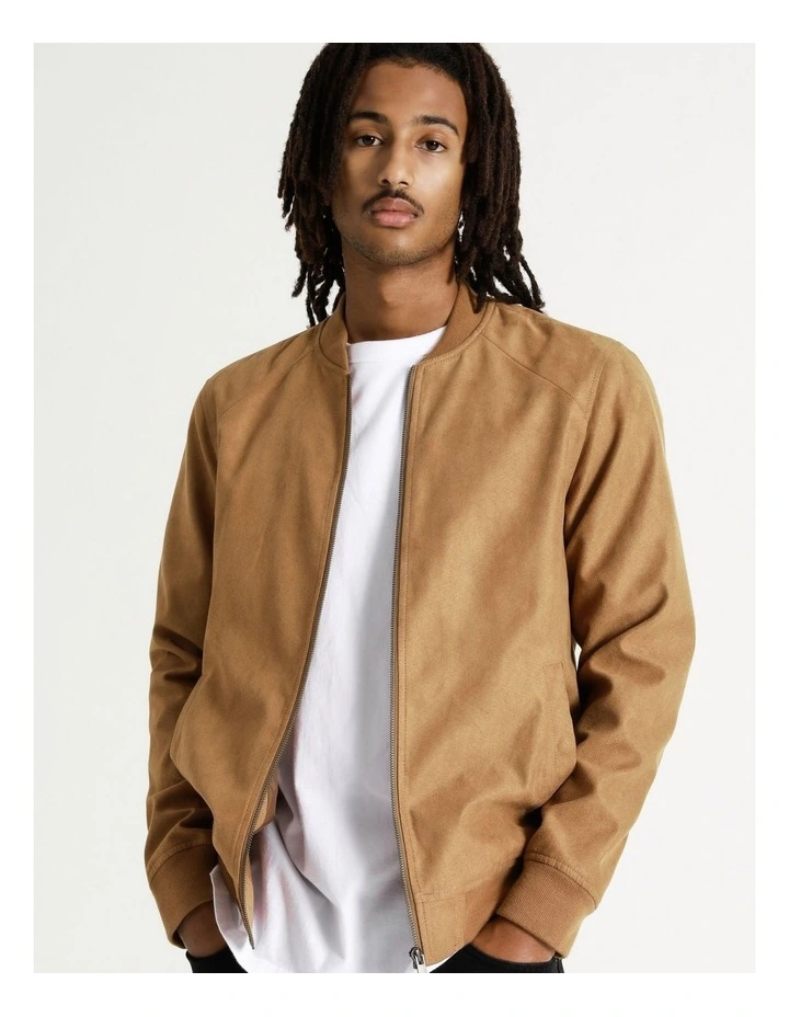 Travis Sueded Bomber Jacket Brown 1 Travis Sueded Bomber Jacket Brown