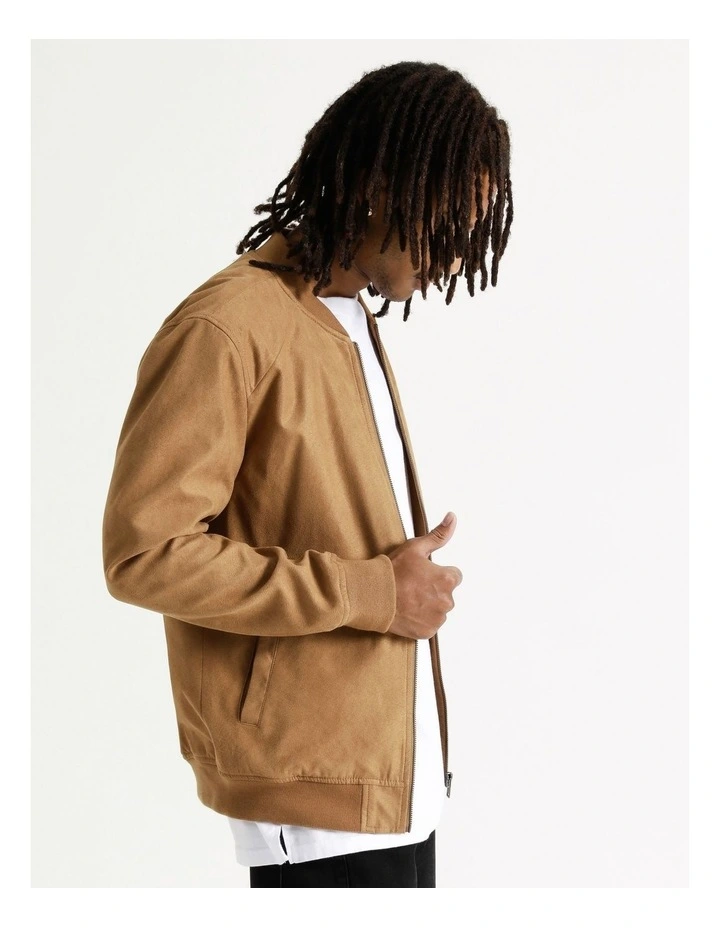 Travis Sueded Bomber Jacket Brown 4 Travis Sueded Bomber Jacket Brown - Image 4