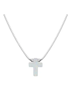 Sterling Silver Mini Cross Fine White Necklace