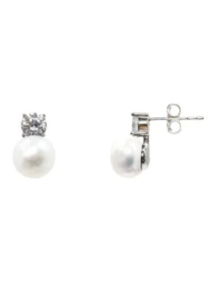 Simply Brilliant Pearl White Stud Earrings