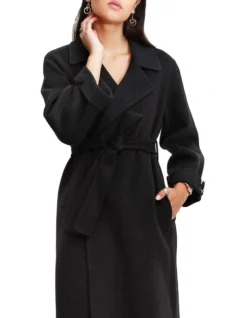 Stay Wild Black Wool Oversized Coat