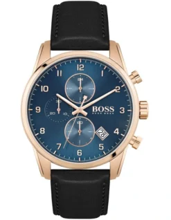 Hugo Boss Skymaster 44mm Blue Leather Watch 1513783