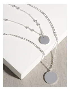 Double Disc Layered Silver Necklace -Myer Clothing Shop 770573890 4 720x928