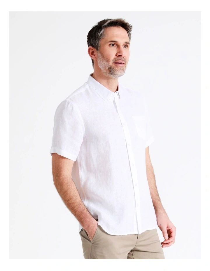 Bodega Linen Button Down Short Sleeve Shirt White 6 Bodega Linen Button Down Short Sleeve Shirt White - Image 6