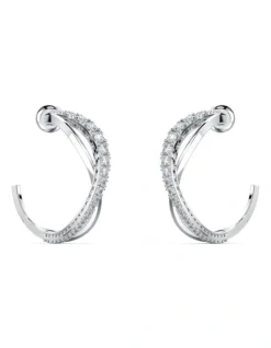 Swarovski Twist Hoop Earrings Rhodium Plated In White