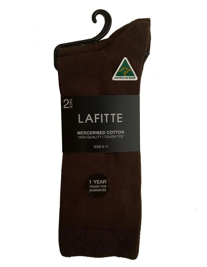 Tough Toe Cotton Mercerised Socks Chocolate Brown 2 Pack 2 Tough Toe Cotton Mercerised Socks Chocolate Brown 2 Pack - Image 2