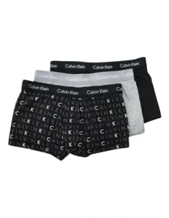 Calvin Klein Cotton Stretch Low Rise Trunk Black/Grey 3 Pack