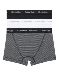 Calvin Klein Cotton Stretch Trunk White/Black 3 Pack