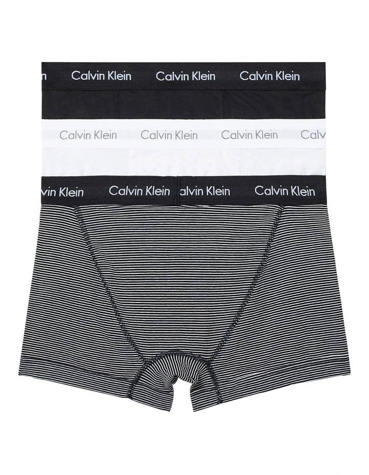 Calvin Klein Cotton Stretch Trunk White/Black 3 Pack 1 Calvin Klein Cotton Stretch Trunk White/Black 3 Pack