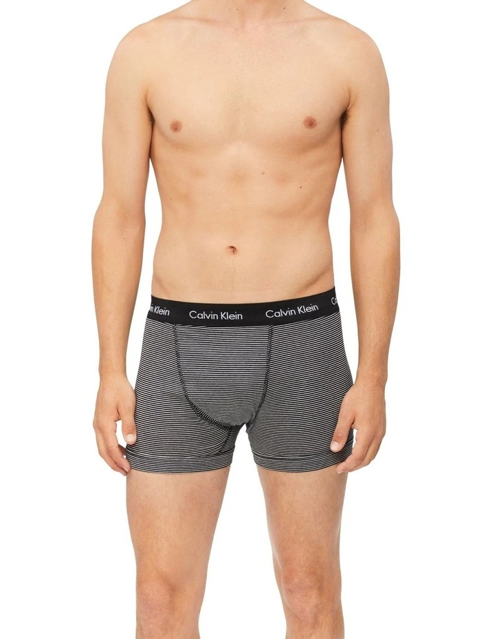 Calvin Klein Cotton Stretch Trunk White/Black 3 Pack 2 Calvin Klein Cotton Stretch Trunk White/Black 3 Pack - Image 2