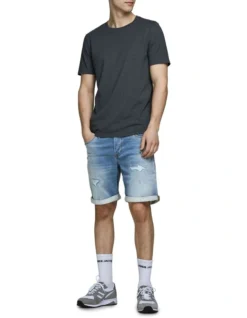 Jack & Jones Rick Icon Indigo Knit Distressed Denim Shorts Blue -Myer Clothing Shop 792065530 3 720x928