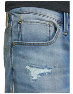 Jack & Jones Rick Icon Indigo Knit Distressed Denim Shorts Blue -Myer Clothing Shop 792065530 6 720x928