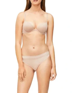 Calvin Klein Perfectly Fit Flex Push Up Plunge Bra In Beige