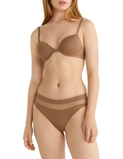 Calvin Klein Perfectly Fit Flex Lightly Lined Demi Bra In Brown