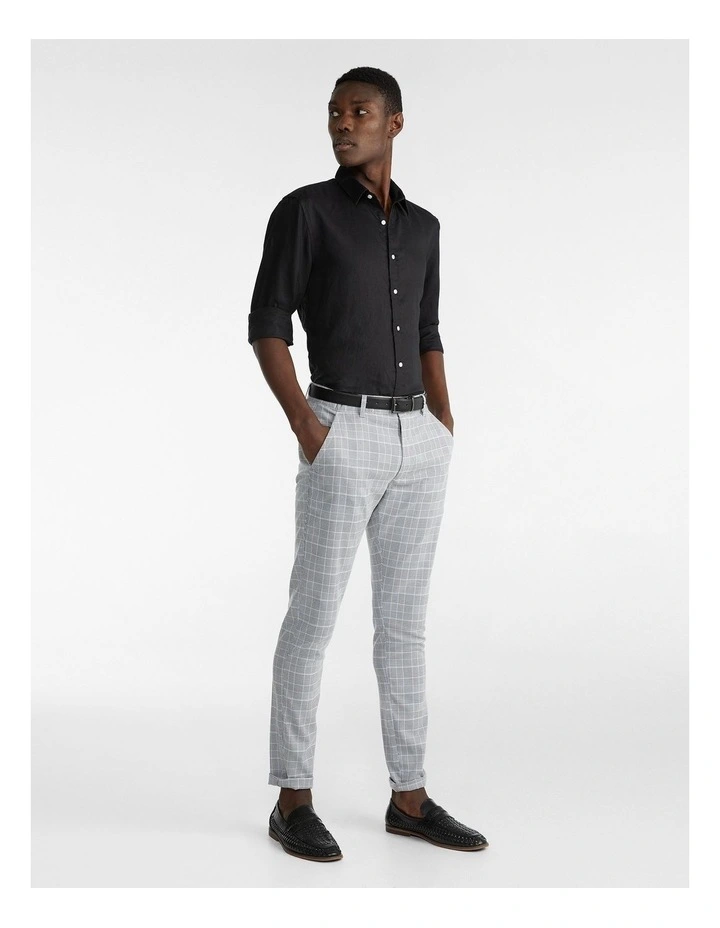 Santana Check Skinny Chino Grey 4 Santana Check Skinny Chino Grey - Image 4
