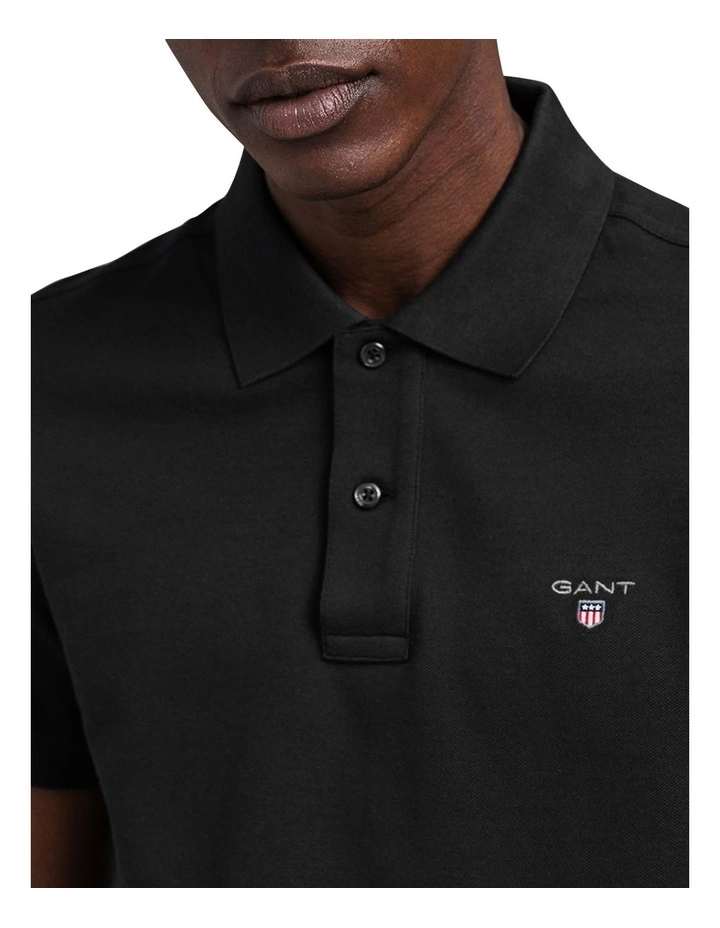 Gant Solid Pique Rugger Polo In Black 3 Gant Solid Pique Rugger Polo In Black - Image 3