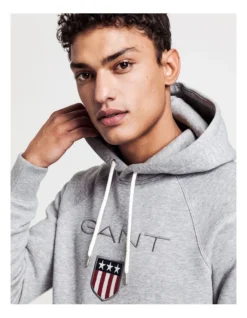 Gant Shield Sweat Hoodie In Grey Marle -Myer Clothing Shop 796765330 3 720x928
