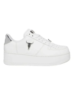 Windsor Smith Rich White/Silver Leather Flatform Sneaker