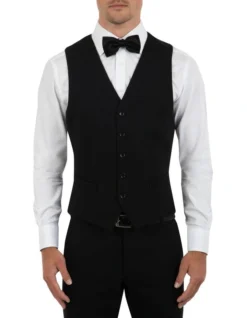 Tailored Fit Silvio Black Wool Vest FCK410