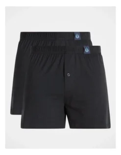 Loose Knit Boxer Shorts 2 Pack In Black