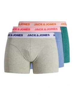 Jack & Jones Super Twist Trunk Grey/Blue/Teal 3 Pack