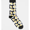 1 Pair Fried Egg Crew Length Socks In Black