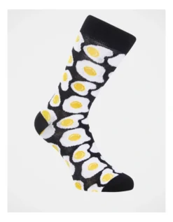 1 Pair Fried Egg Crew Length Socks In Black 5 1 Pair Fried Egg Crew Length Socks In Black -Myer Clothing Shop 810165790 3 1 720x928