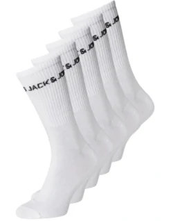 Jack & Jones Basic Logo Tennis Sock White 5 Pack