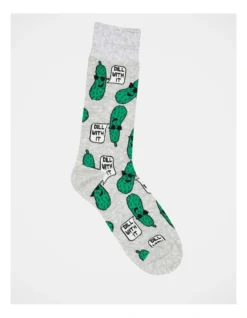 1 Pair Dill With It Crew Length Socks In Grey