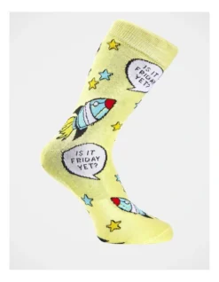 1 Pair Is It Friday Crew Length Socks In Yellow 5 1 Pair Is It Friday Crew Length Socks In Yellow -Myer Clothing Shop 811445950 3 1 720x928