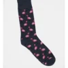 1 Pair Flamingo Crew Length Socks In Blue