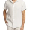 Marbella Linen Short Sleeve Shirt In White
