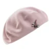 Little Flat Beret With Brooch Blush Winter Hat