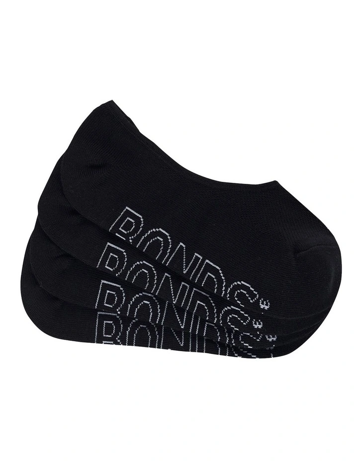 Bonds Aussie Cotton Logo Light Sneaker 4 Pair Invisible Socks In Black 1 Bonds Aussie Cotton Logo Light Sneaker 4 Pair Invisible Socks In Black