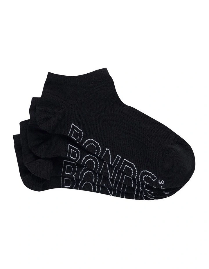 Bonds Aussie Cotton Logo Light 4 Pair Low Cut Socks In Black 1 Bonds Aussie Cotton Logo Light 4 Pair Low Cut Socks In Black