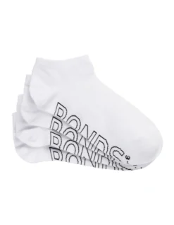 Bonds Aussie Cotton Logo Light 4 Pair Low Cut Socks In White
