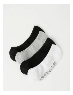Bonds Aussie Cotton Logo Light Liner 4 Pair Invisible Socks In Multi