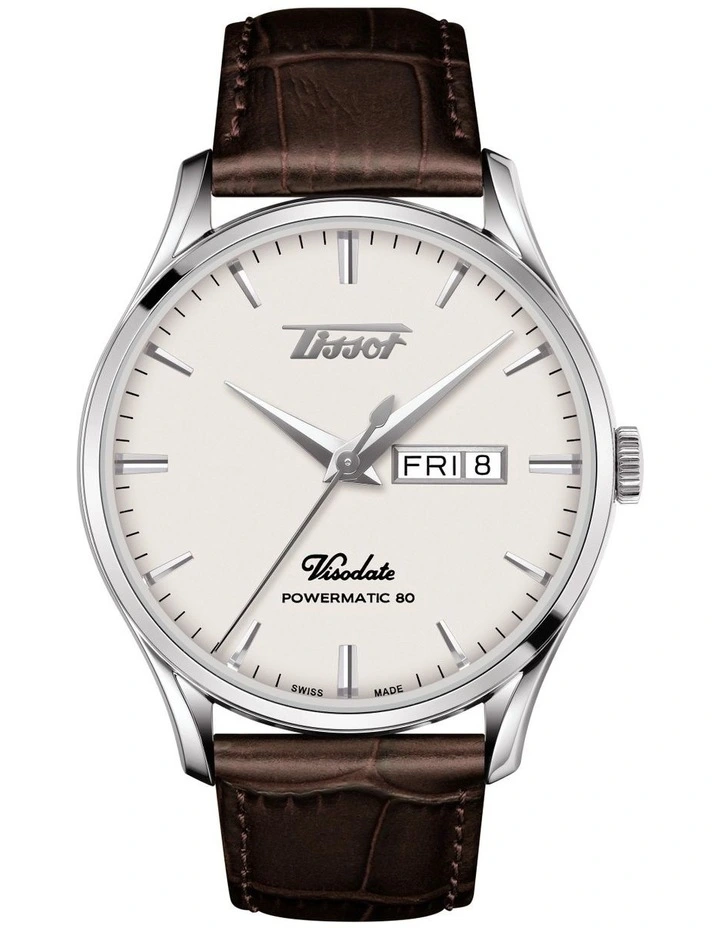 Tissot Heritage Visodate Powermatic 80 T1184301627100 Automatic Watch In Silver 1 Tissot Heritage Visodate Powermatic 80 T1184301627100 Automatic Watch In Silver
