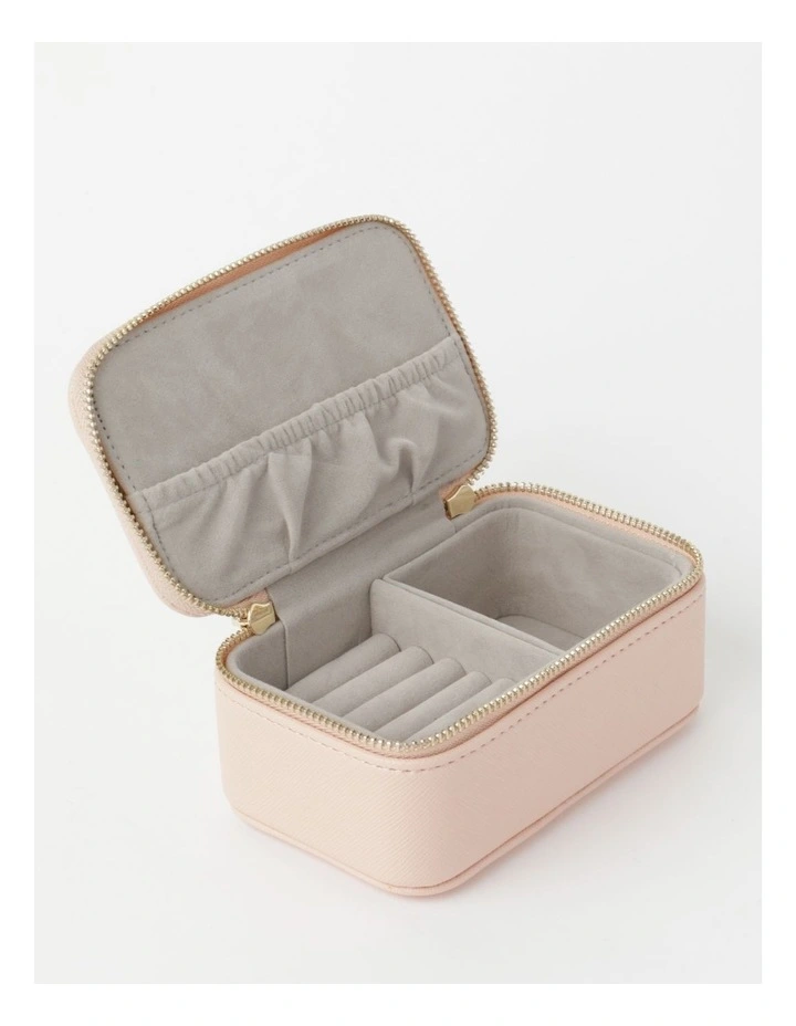 Small Zip Around Jewellery Box In Blush 2 Small Zip Around Jewellery Box In Blush - Image 2