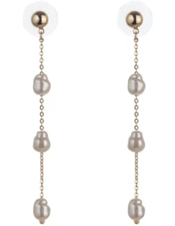 Pearl Gold Chain Drop Earring