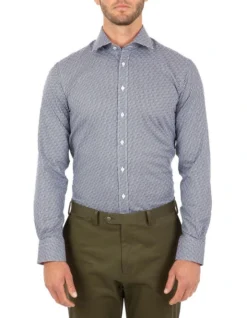 Cambridge Modern Fit Navy Check Carlton Business Shirt FCL246