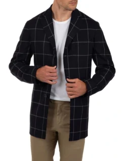 Gibson Slim Fit Mercury Big Check Melton Overcoat