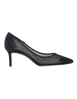 Niley Black Luster Satin Heeled Shoes