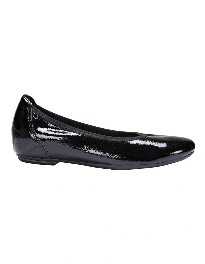 Pamper Black Crinkle Patent Flat Shoes 1 Pamper Black Crinkle Patent Flat Shoes