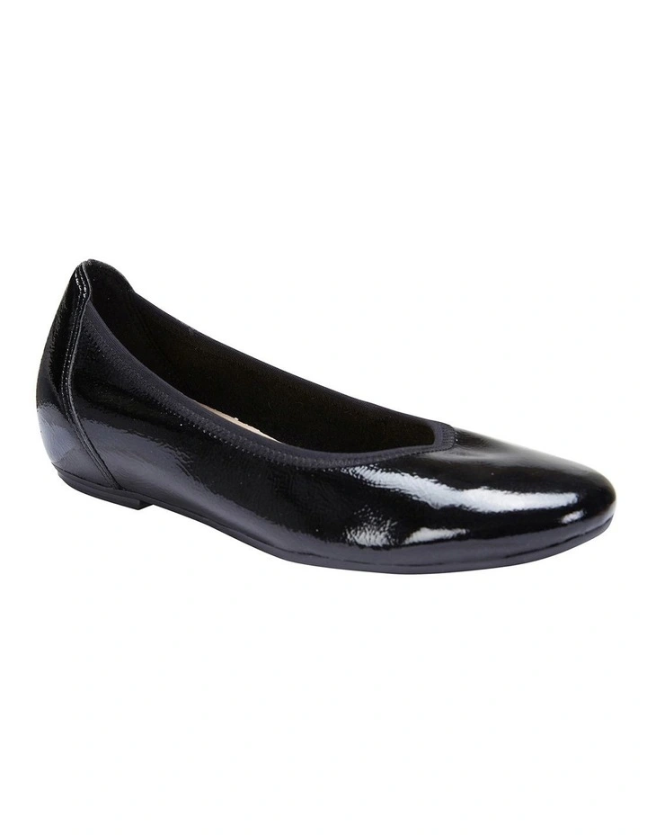 Pamper Black Crinkle Patent Flat Shoes 2 Pamper Black Crinkle Patent Flat Shoes - Image 2