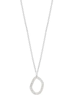 Estella Bartlett Pave Set Organic Circle Silver Necklace