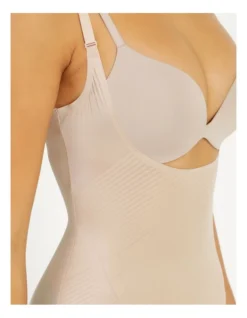 Spanx Thinstincts 2.0 Open-Bust Mid-Thigh Bodysuit Beige -Myer Clothing Shop 831745720 831746260 3 1 720x928