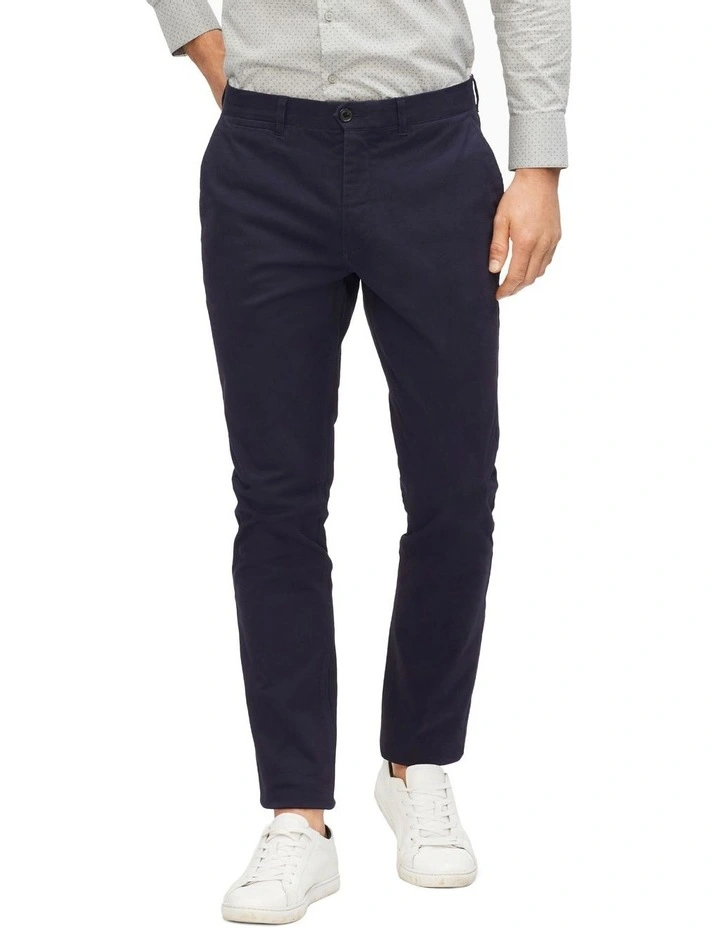 Calvin Klein Sateen Stretch X-Slim Chino Pant Navy 1 Calvin Klein Sateen Stretch X-Slim Chino Pant Navy